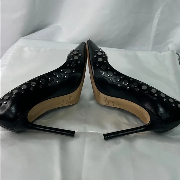 Jimmy Choo Black and Silver Studded Heels - Picture 8 of 11
